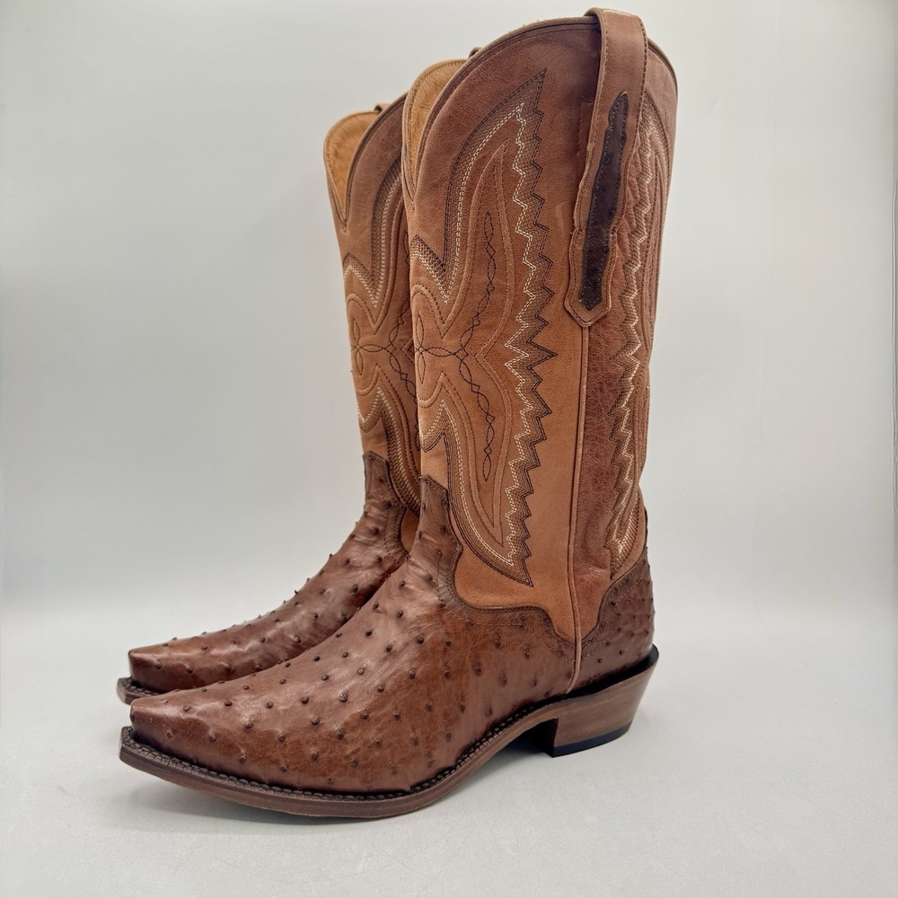 El Dorado Camille Ostrich Boots Women's Size 8.5 Brown Genuine Full Quill